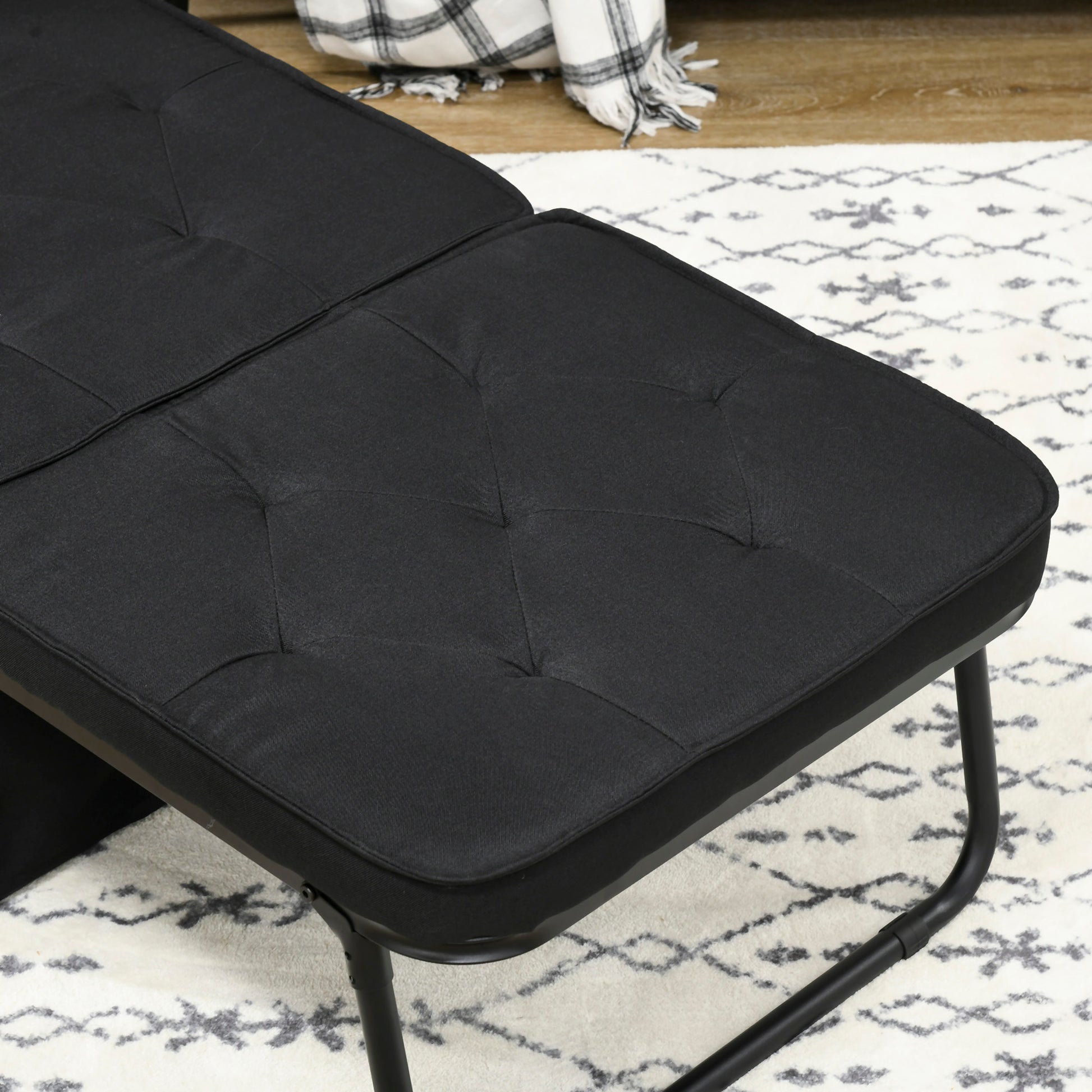 HOMCOM Fabric Sleeper Chair, Folding Chair Bed with Adjustable Backrest, Pillow, Side Pockets for Living Room, Black-7