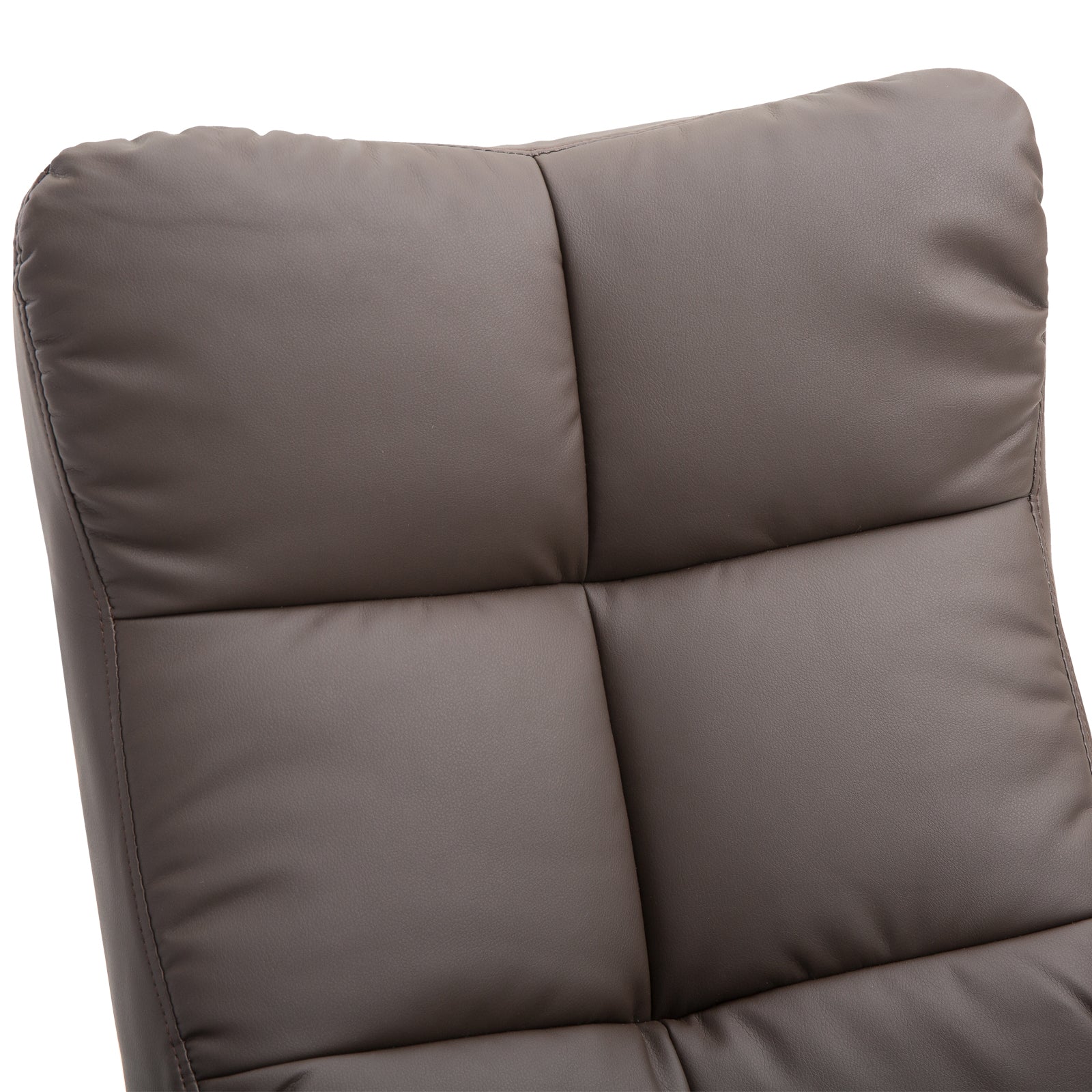 Faux Leather Swivel Recliner Chair with Footstool, Armchair with Wooden Base and Storage for Living Room in Brown | HOMCOM-6