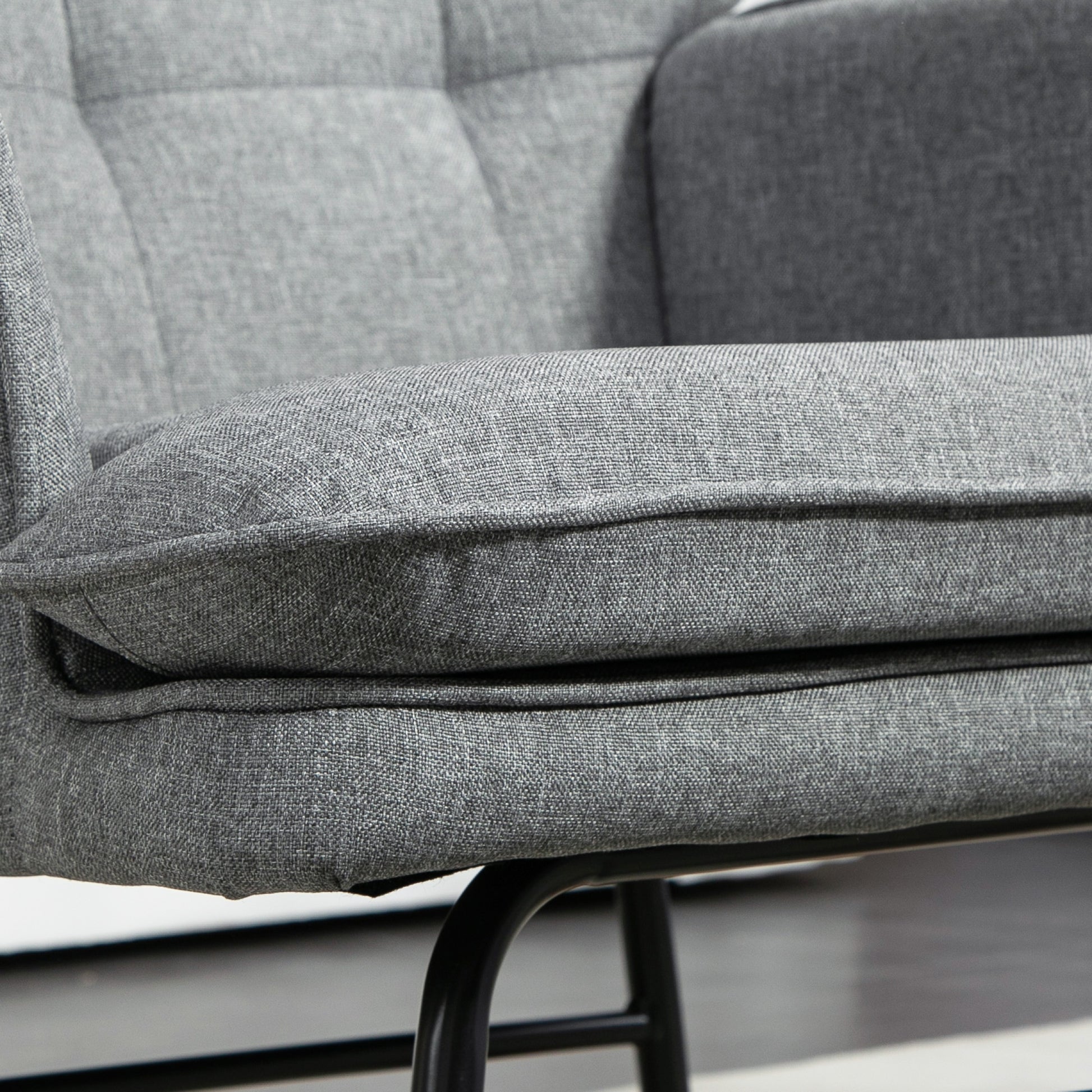 HOMCOM Linen-Look Rocking Chair and Ottoman Set in Grey-5