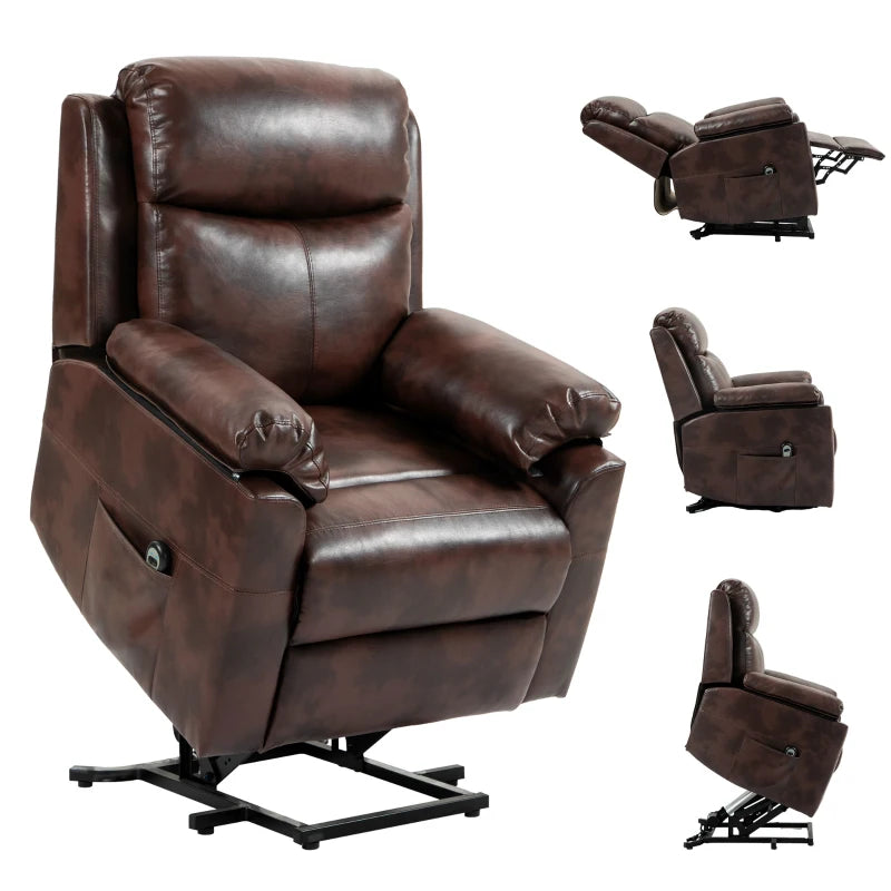 Riser and Recliner Chair, Lift Chair with Remote Control, Side Pockets, Pocket Spring in Dark Brown by HOMCOM-0