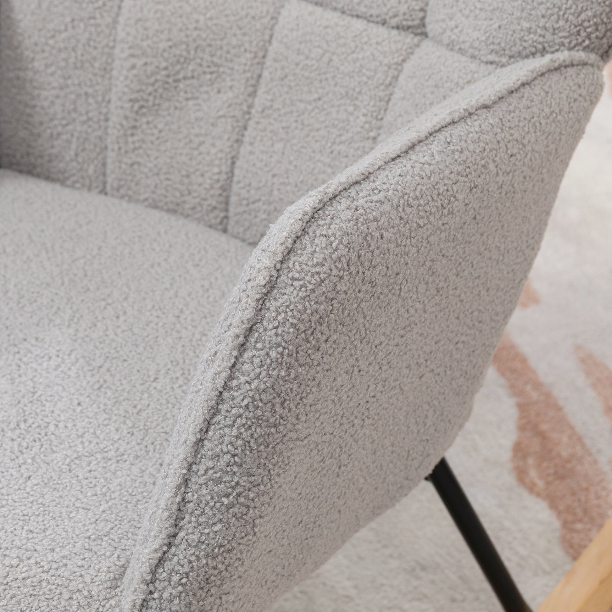 HOMCOM Berber Fleece Nursery Glider Rocker for Nursing, Wingback Rocking Chair for Living Room in Light Grey-6