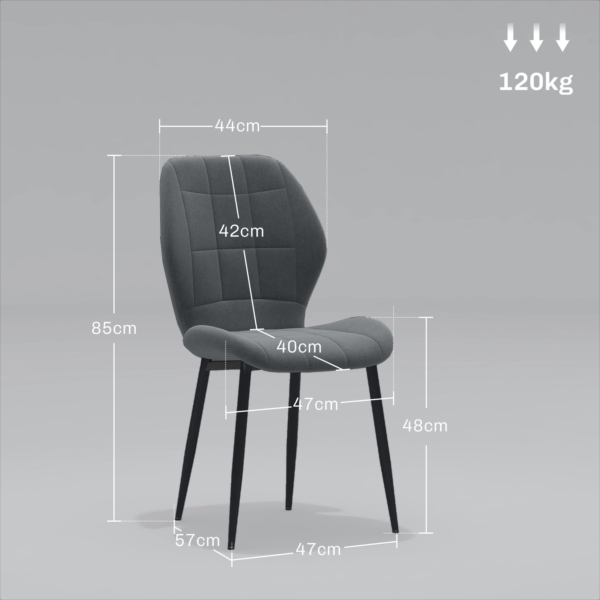 HOMCOM Set of Four Flannel Relaxed Tub Dining Chairs - Dark Grey-1