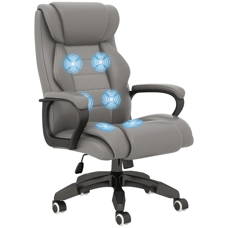 Executive Office Chair with 6-Point Massage, High Back Swivel Seat with Extra Padding, Ergonomic Tilt, Grey | Vinsetto-0