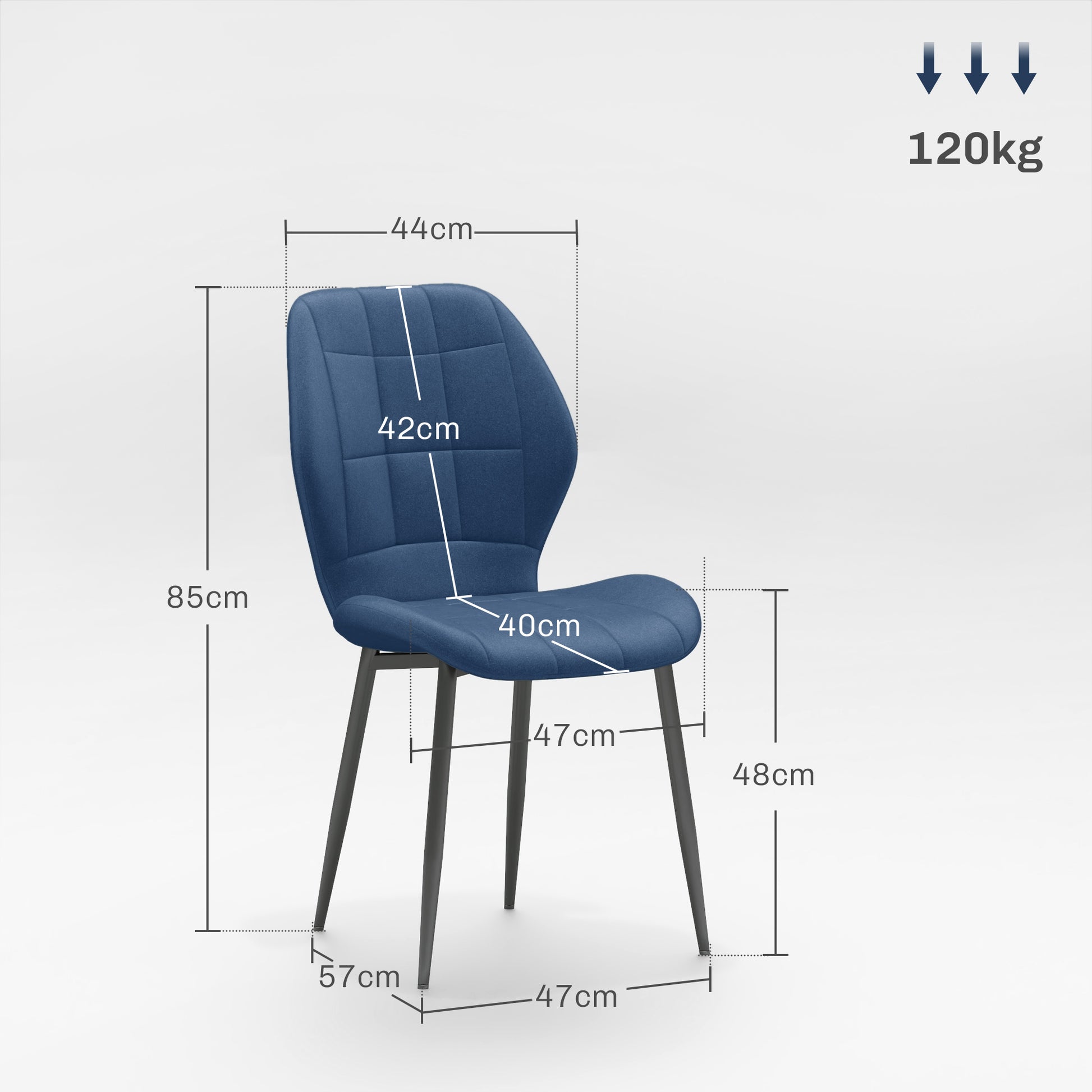 HOMCOM Set of Four Flannel Relaxed Tub Dining Chairs in Dark Blue-1