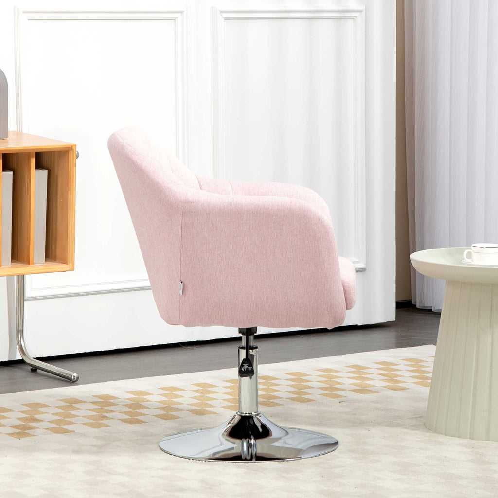 Pink Accent Arm Chair for Living Room Contemporary Vanity Armchair with Adjustable Height Thick Cushion | HOMCOM-6