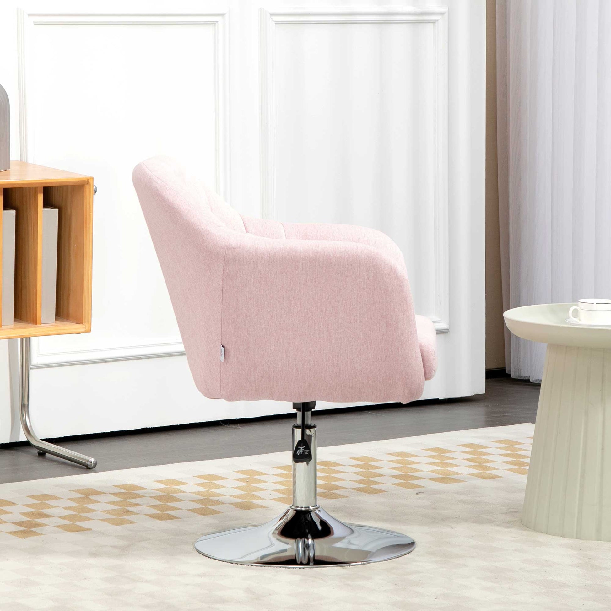 Pink Accent Arm Chair for Living Room Contemporary Vanity Armchair with Adjustable Height Thick Cushion | HOMCOM-6
