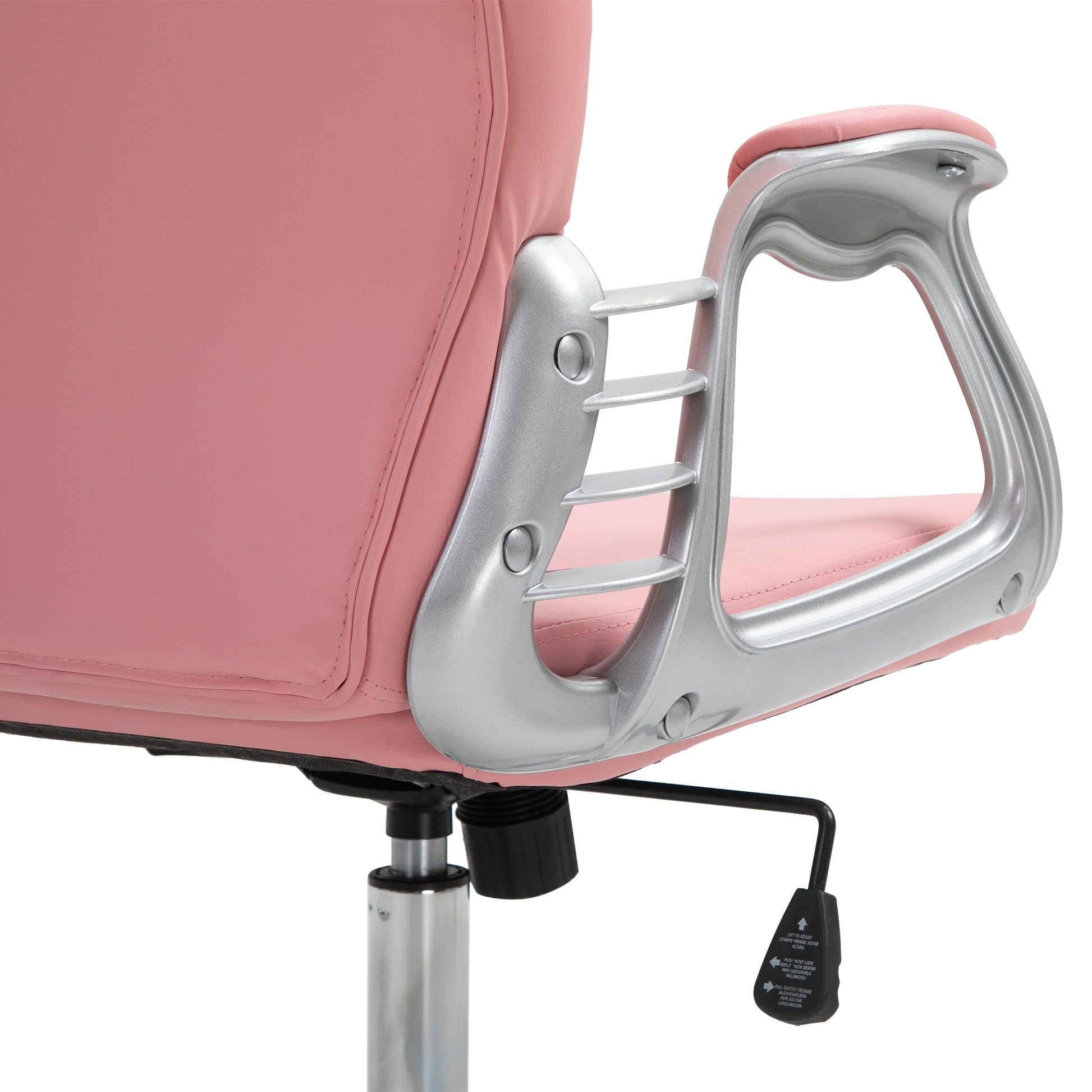 Pink Computer Desk Chair with 360° Swivel, PU Diamante Padded, Base 5 Castor Wheels, Ergonomic Desk Chair by Vinsetto-6