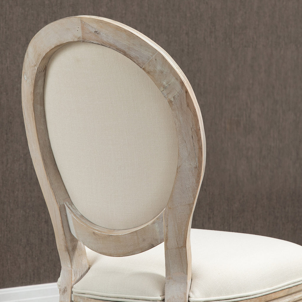 Dining Chairs Set of 2, French-Style Kitchen Chairs, Armless Accent Chairs with Backrest and Linen-Touch Upholstery, Cream | HOMCOM-5