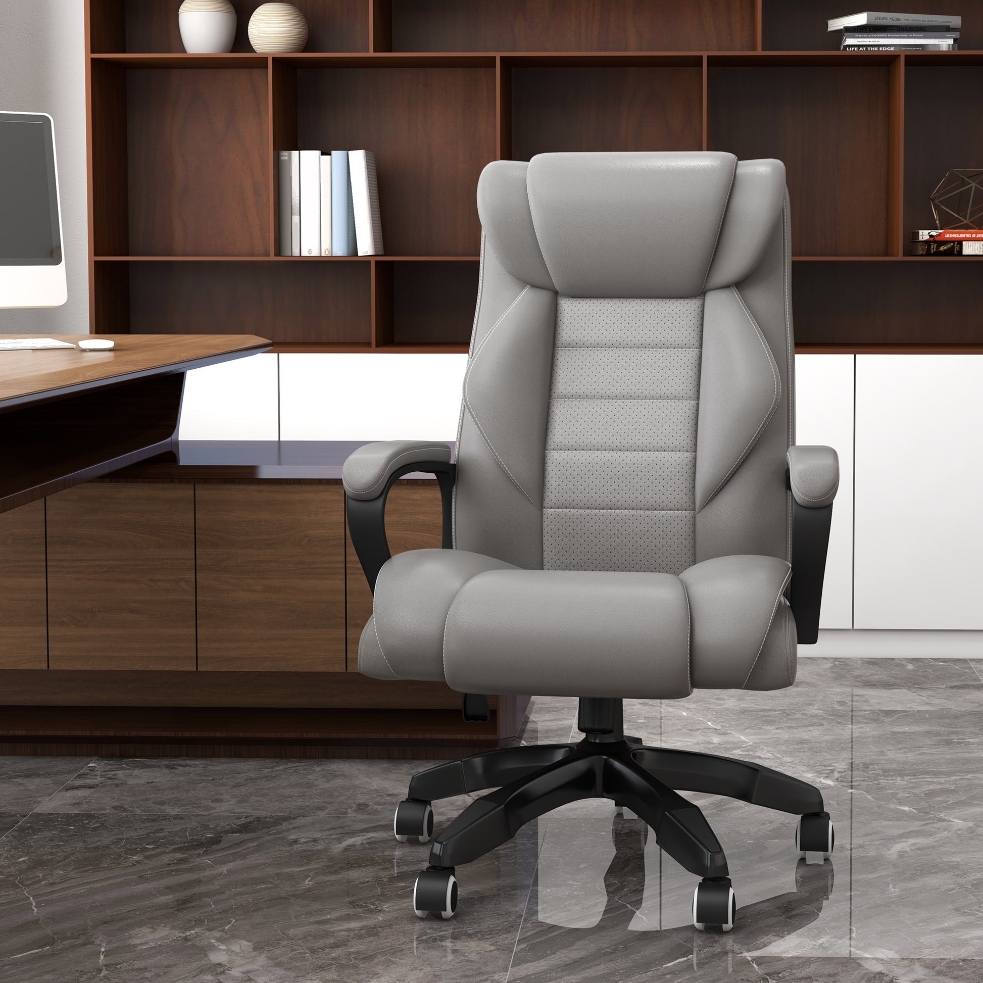 Executive Office Chair with 6-Point Massage, High Back Swivel Seat with Extra Padding, Ergonomic Tilt, Grey | Vinsetto-8