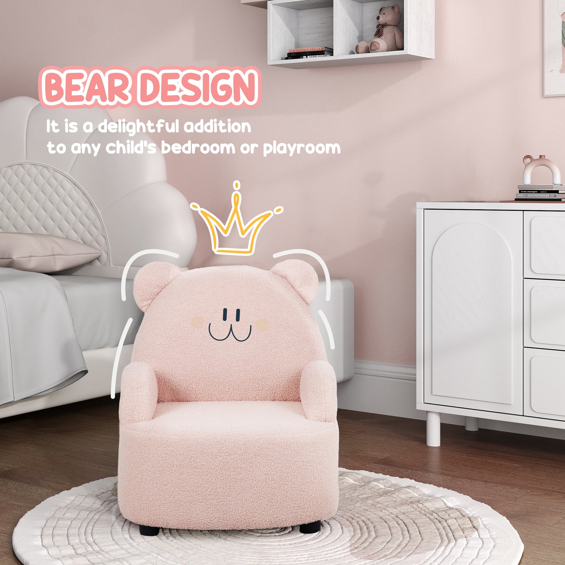 AIYAPLAY Bear Shaped Toddler Chair for Bedroom Playroom Living Room, Aged 18 Months to 3 Years in Pink-2