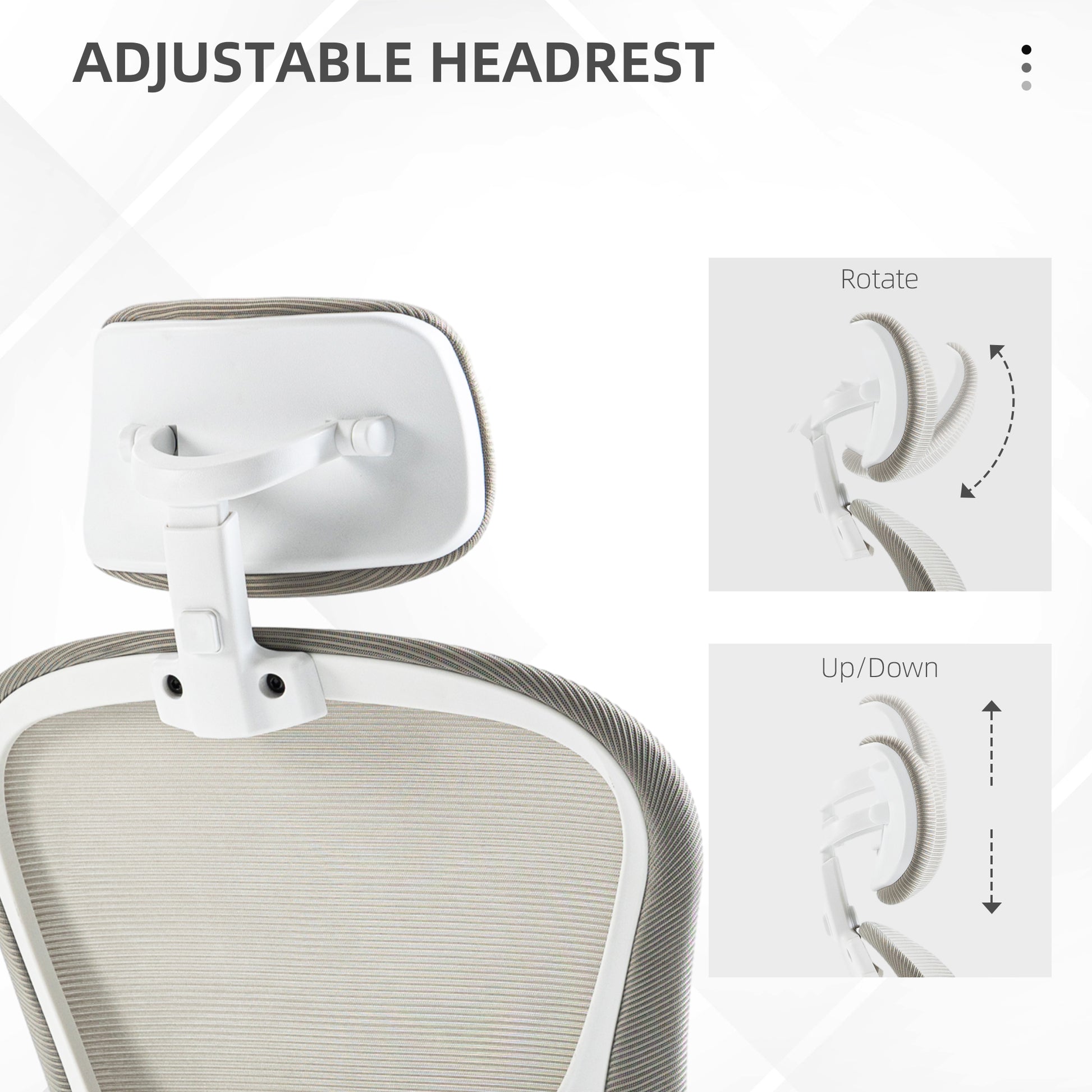 Vinsetto Multi-Adjustable Office Chair, with Lumbar Support, Headrest and Mesh Back in Grey-4