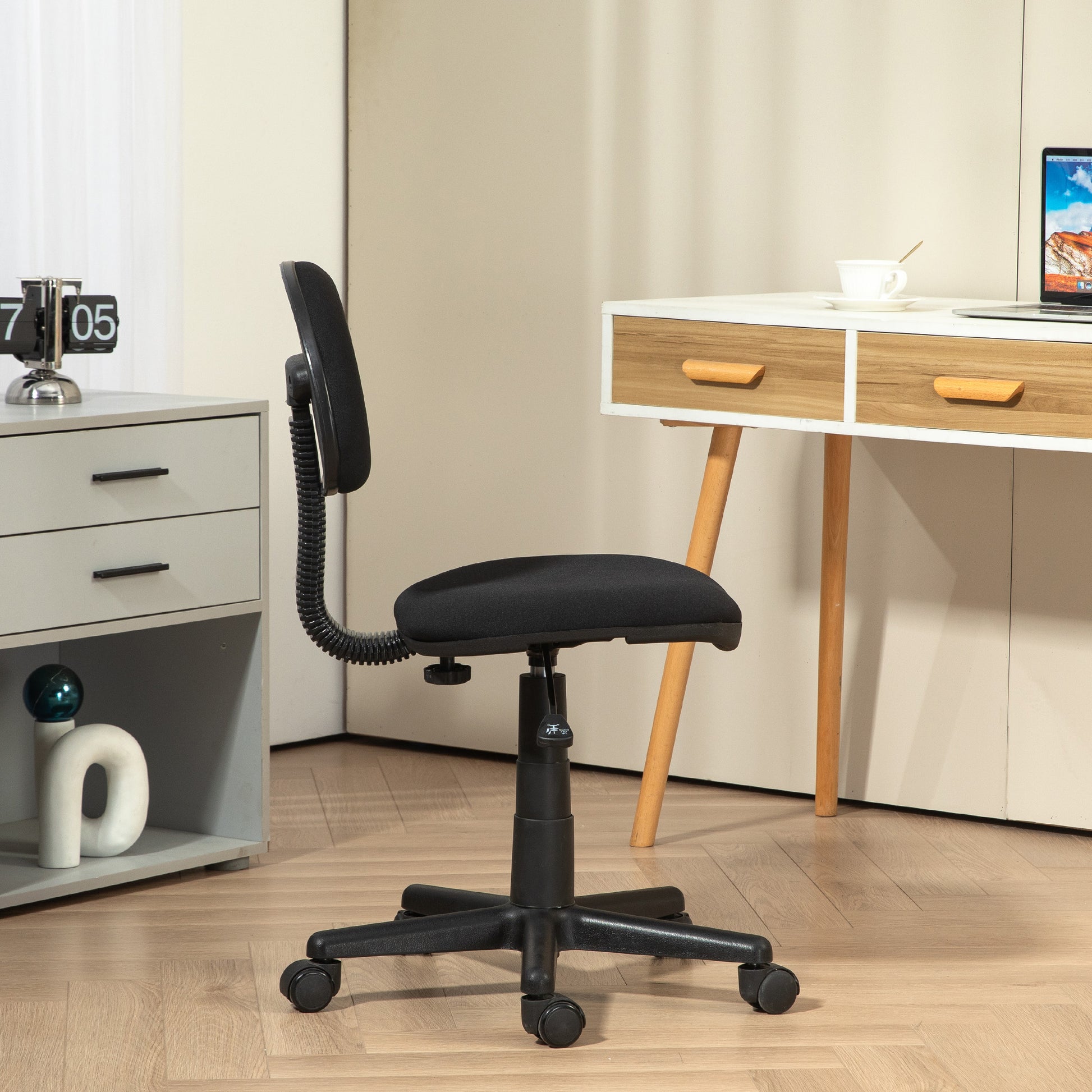 HOMCOM Small Armless Office Chair in Black-5