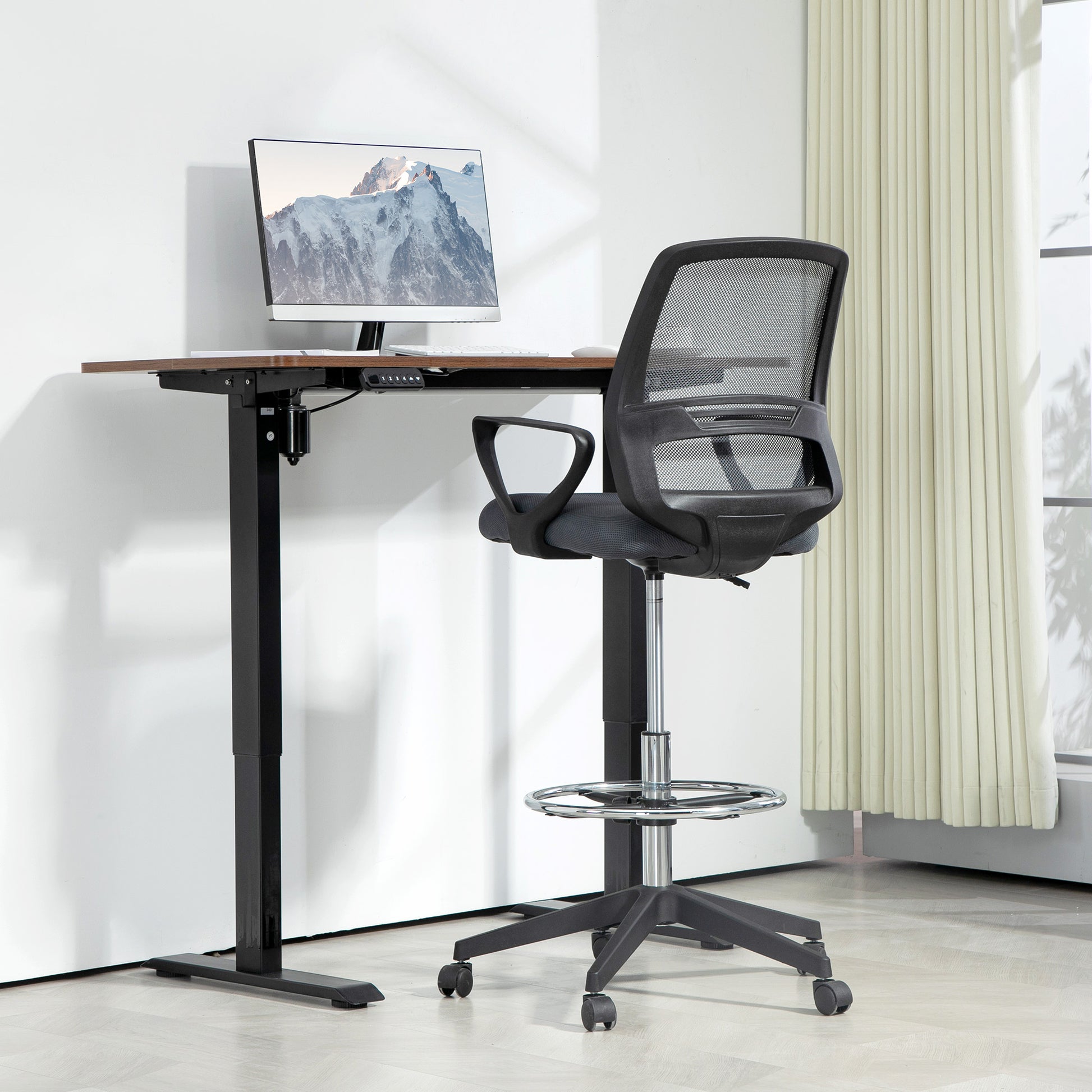 Vinsetto Ergonomic Mesh Back Drafting Chair Draughtsman Chair with Adjustable Height in Grey-8