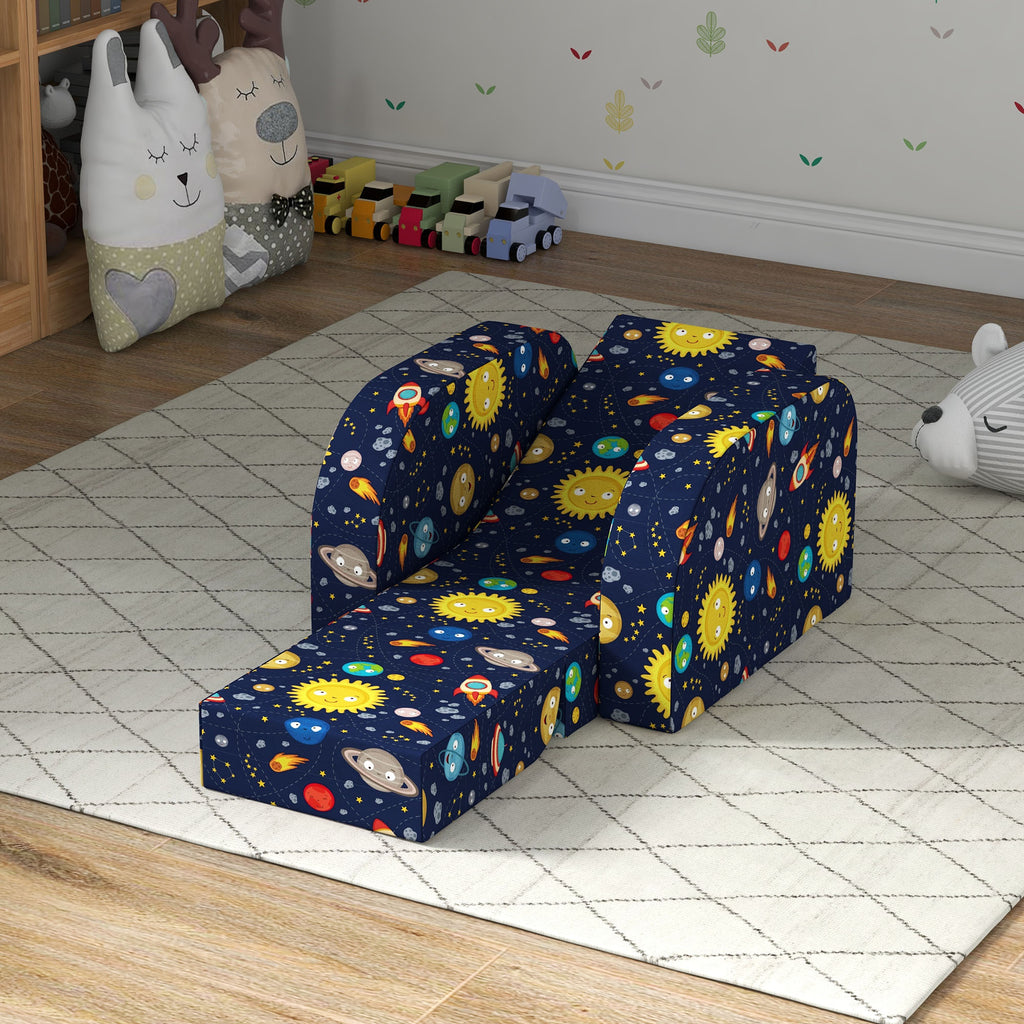 Foldable Toddler Chair Soft Snuggle Sponge Filled for Bedroom Playroom, Aged 18 Months to 3 Years in Dark Blue | AIYAPLAY-6