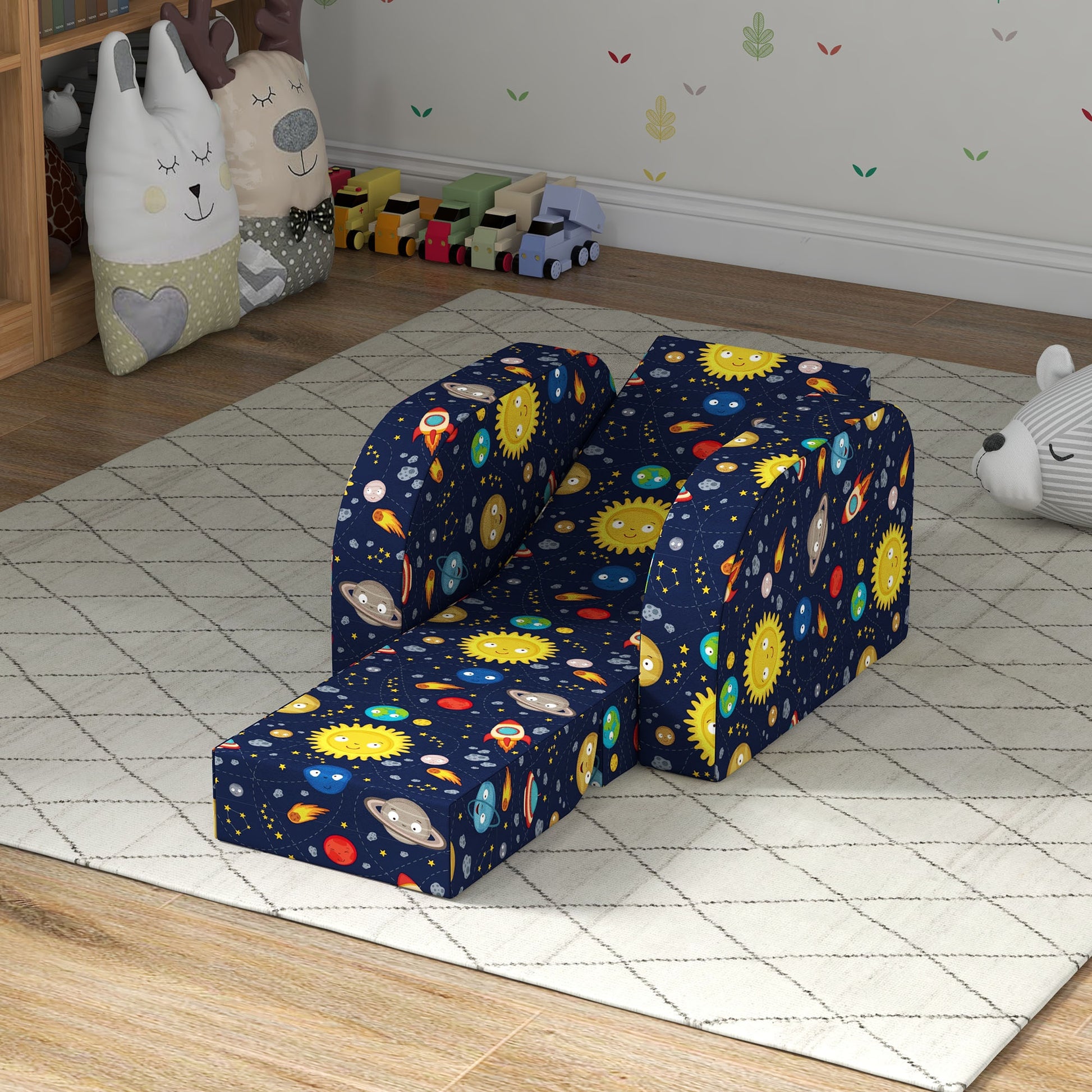 Foldable Toddler Chair Soft Snuggle Sponge Filled for Bedroom Playroom, Aged 18 Months to 3 Years in Dark Blue | AIYAPLAY-6