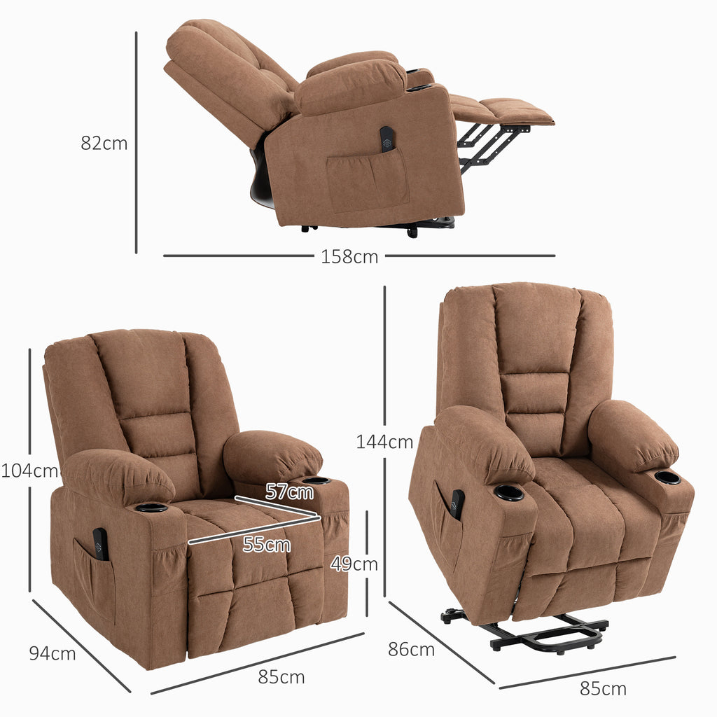 Oversized Riser and Recliner Chairs for the Elderly, Fabric Upholstered Lift Chair with Remote Control, Side Pockets, Cup | HOMCOM-1