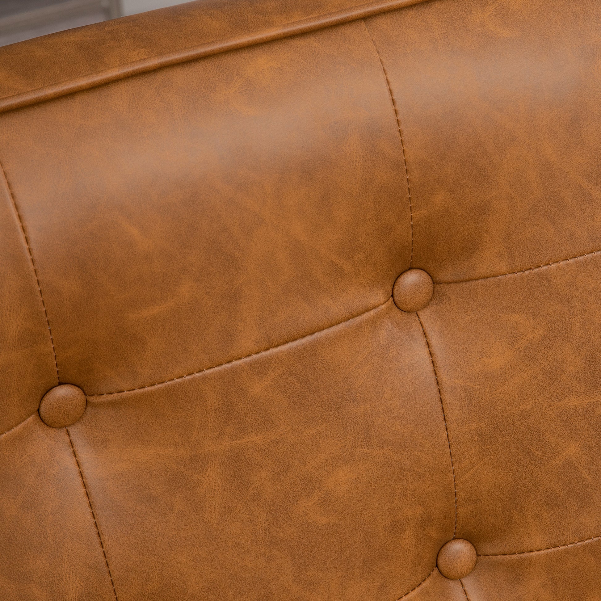 Retro-Style Accent Chair, Armchair with Faux Leather Seat - Brown | HOMCOM-6