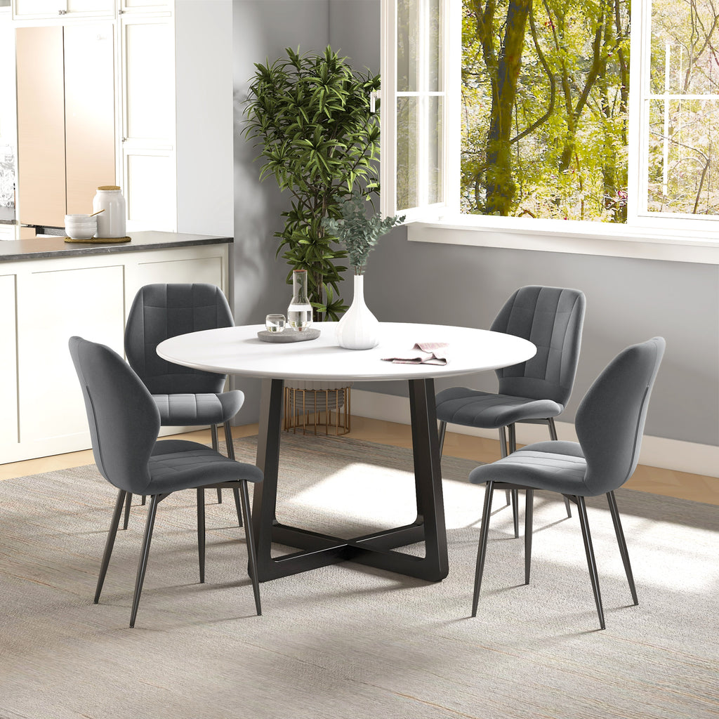 HOMCOM Set of Four Flannel Relaxed Tub Dining Chairs - Dark Grey-5