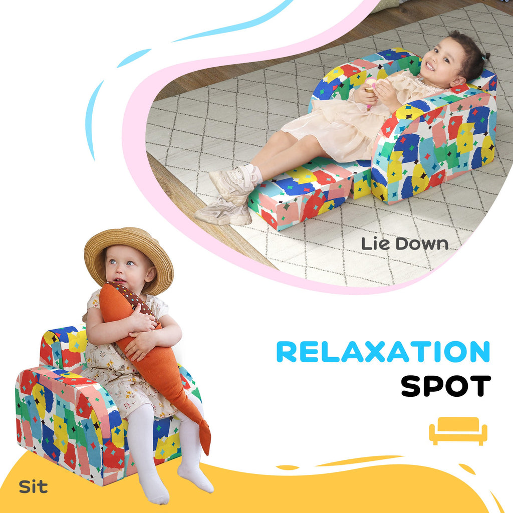 Soft Snuggle Sponge Filled Foldable Toddler Chair for Bedroom Playroom, Aged 18 Months to 3 Years - Multicoloured | AIYAPLAY-2