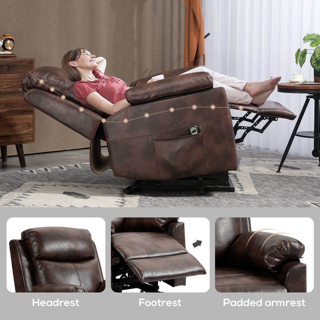 Riser and Recliner Chair, Lift Chair with Remote Control, Side Pockets, Pocket Spring in Dark Brown by HOMCOM-4