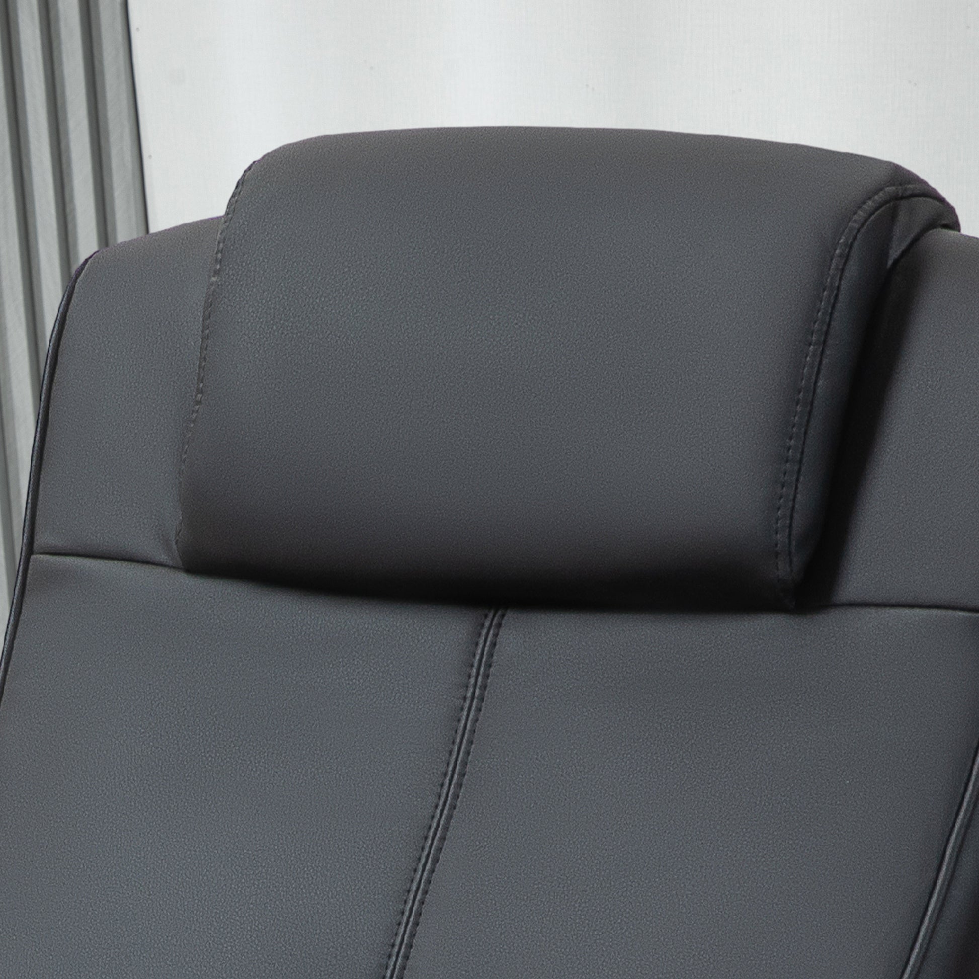 Black Faux Leather Reclining Chair and Footstool by HOMCOM-6