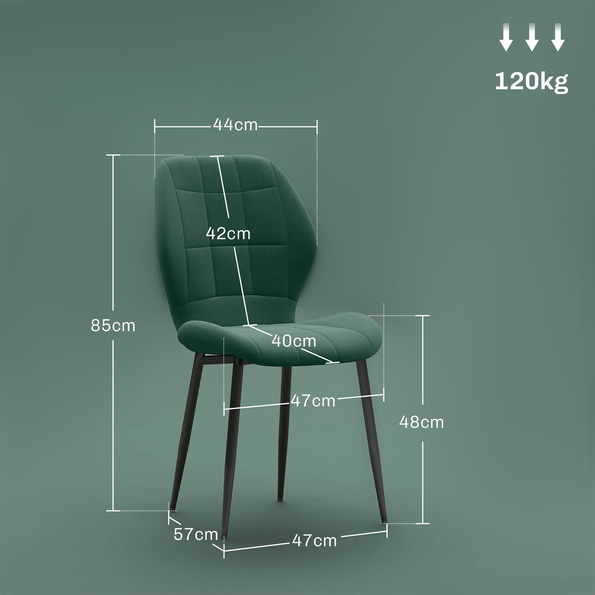 Set of Four Flannel Relaxed Tub Dining Chairs - Green | HOMCOM-1