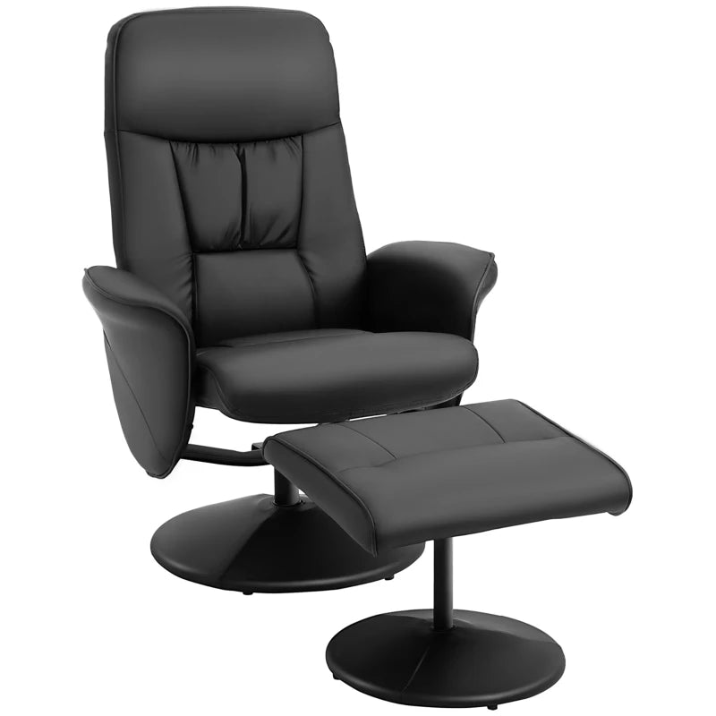 Executive Recliner Chair High Back and Footstool, Armchair Lounge Seat in Black | HOMCOM-0