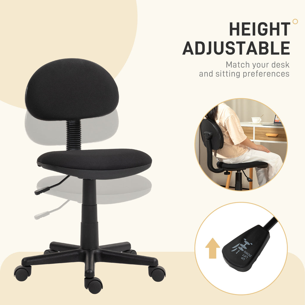 HOMCOM Small Armless Office Chair in Black-2
