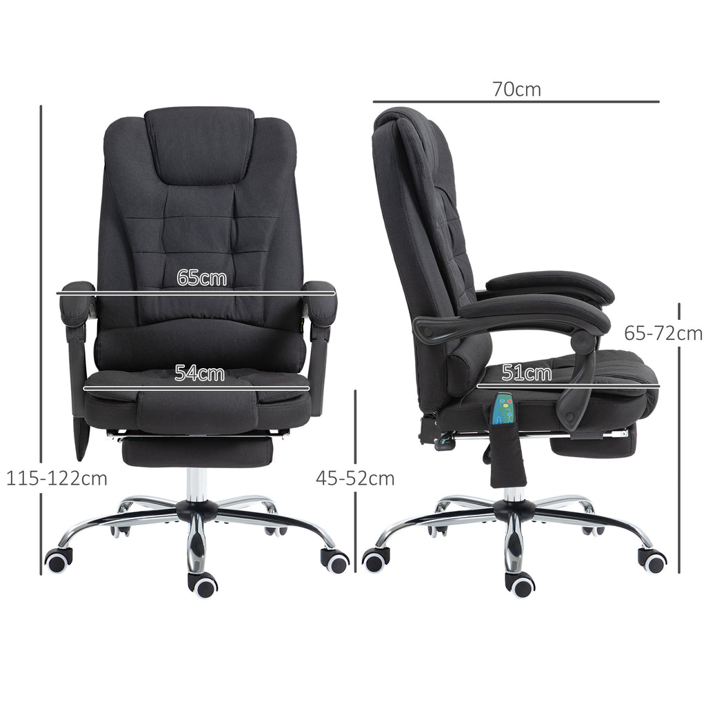 6-Points Executive Office Chair, Ergonomic Heated Vibration Massage Office Chair, Desk Chair w/ Reclining Back, Footrest, Black | Vinsetto-1