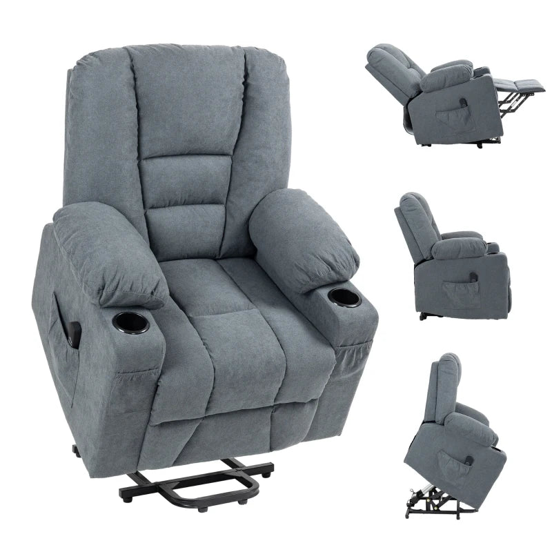 Oversized Riser and Recliner Chairs for the Elderly, Fabric Upholstered Lift Chair for Living Room w/ Remote Control, Side Pockets | HOMCOM-0