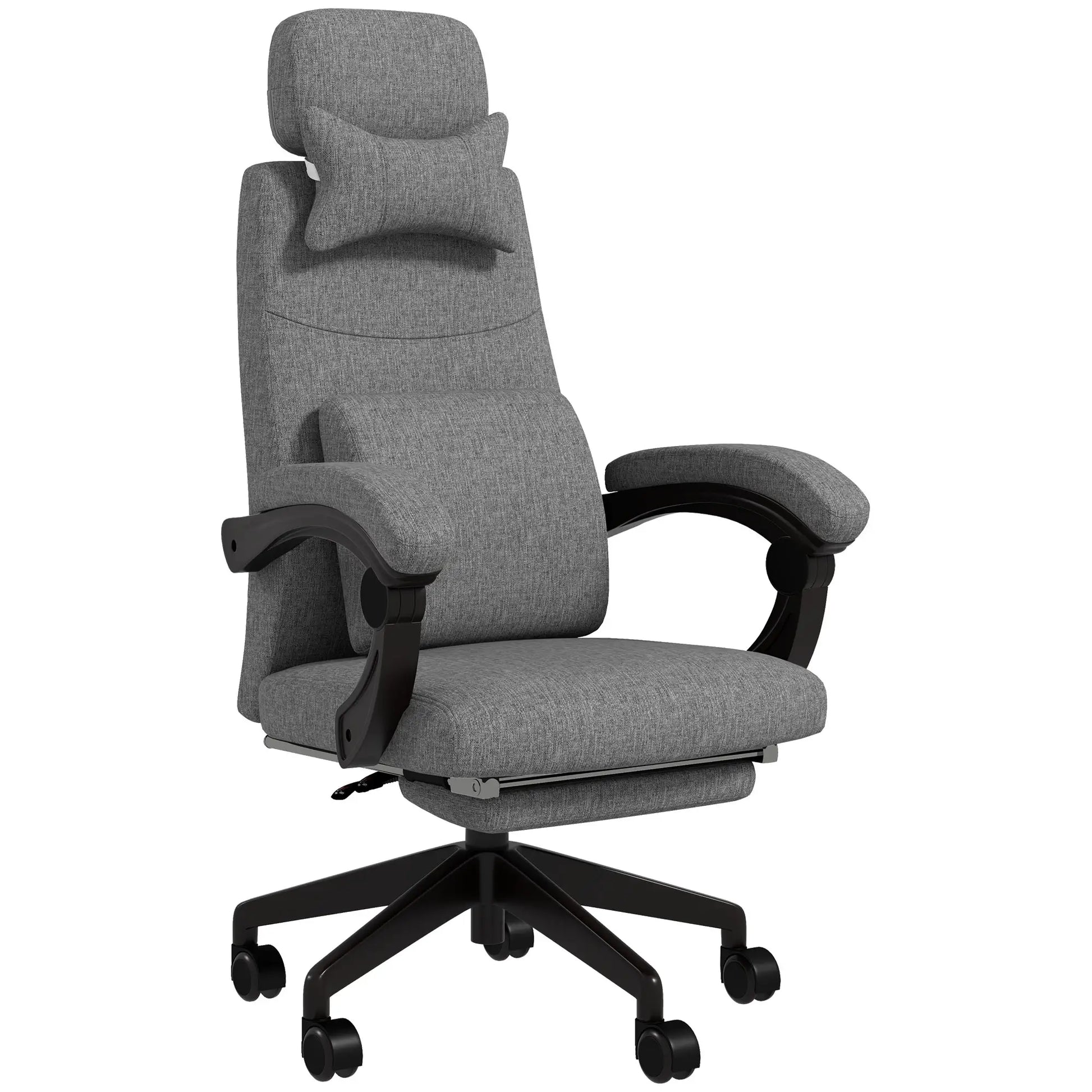 Executive Office Chair w/ Reclining Back and Footrest, Lumbar Support, High Back, Computer Chair, Adjustable, Swivel, Dark Grey | Vinsetto-0