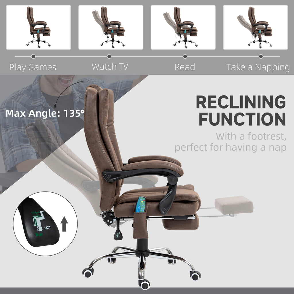 Vibrating Massage Office Chair with Heat, Executive Office Chair, Desk Chair with Height Adjustable and Footrest, Dark Brown | Vinsetto-7
