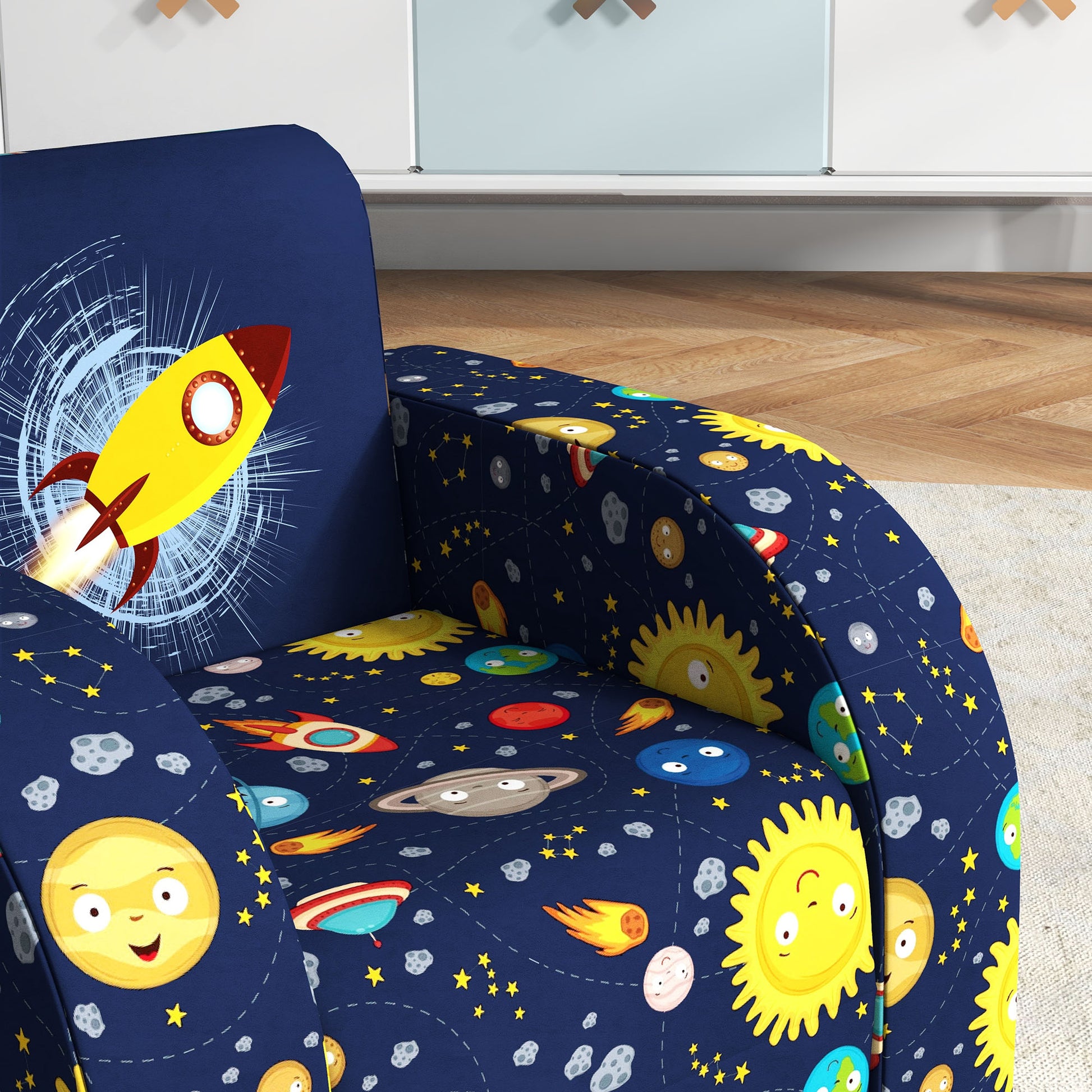 Foldable Toddler Chair Soft Snuggle Sponge Filled for Bedroom Playroom, Aged 18 Months to 3 Years in Dark Blue | AIYAPLAY-7