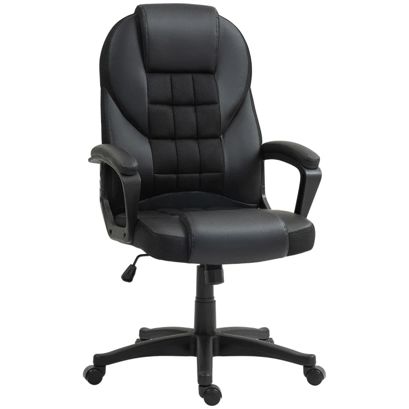 HOMCOM Executive Office Chair, PU Leather High Back Desk Chair, Swivel Computer Chair with Adjustable Height and Tilt Function in Black-0