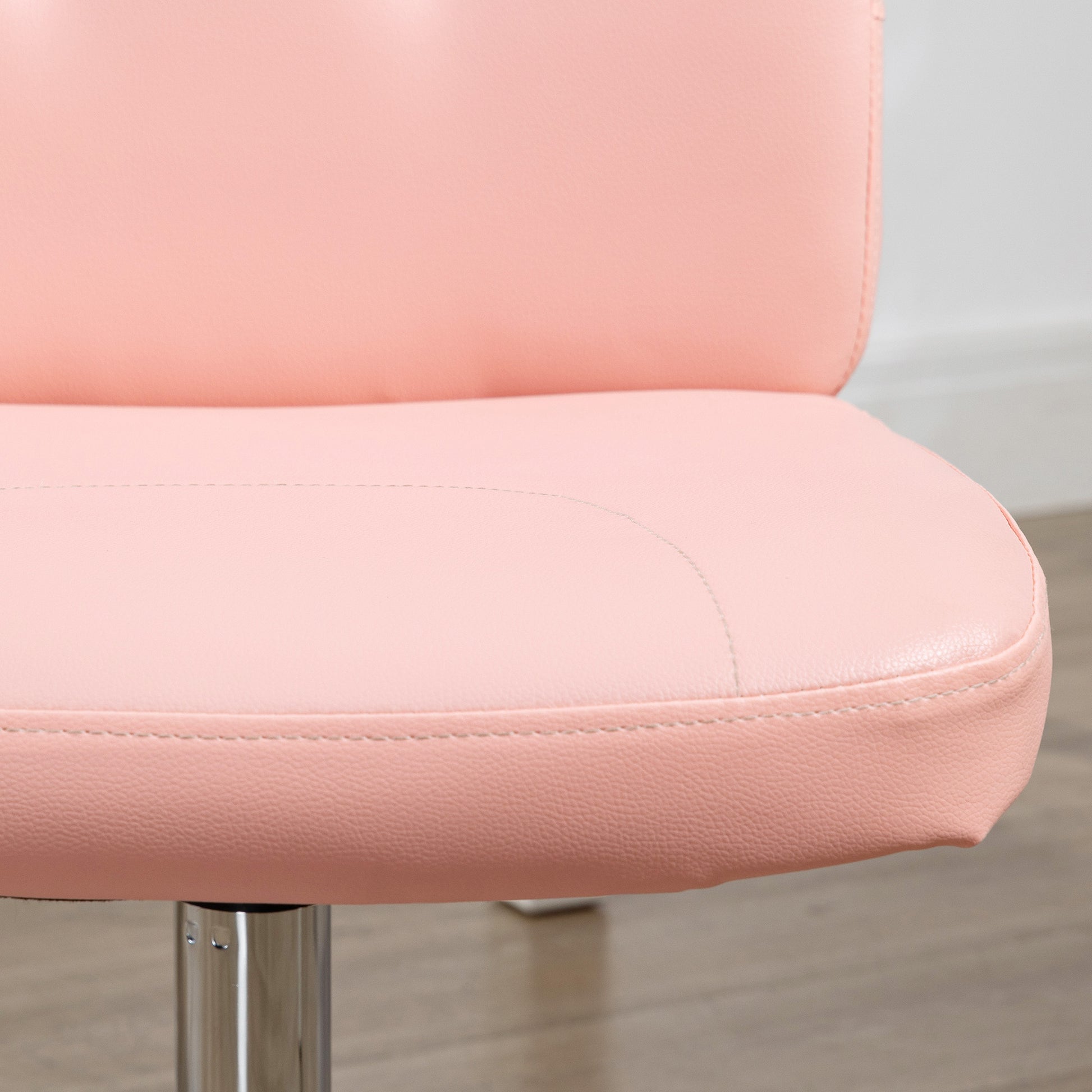 Vinsetto Armless Faux Leather Office Chair in Pink-6