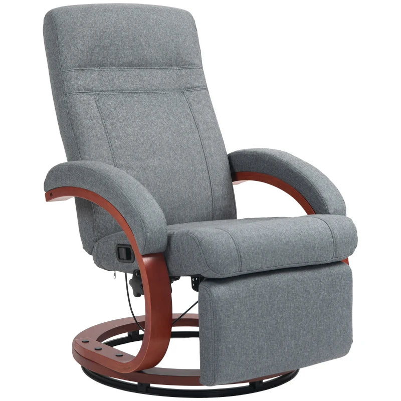 HOMCOM 135° Manual Reclining Swivel Chair, with Footrest - Grey-0