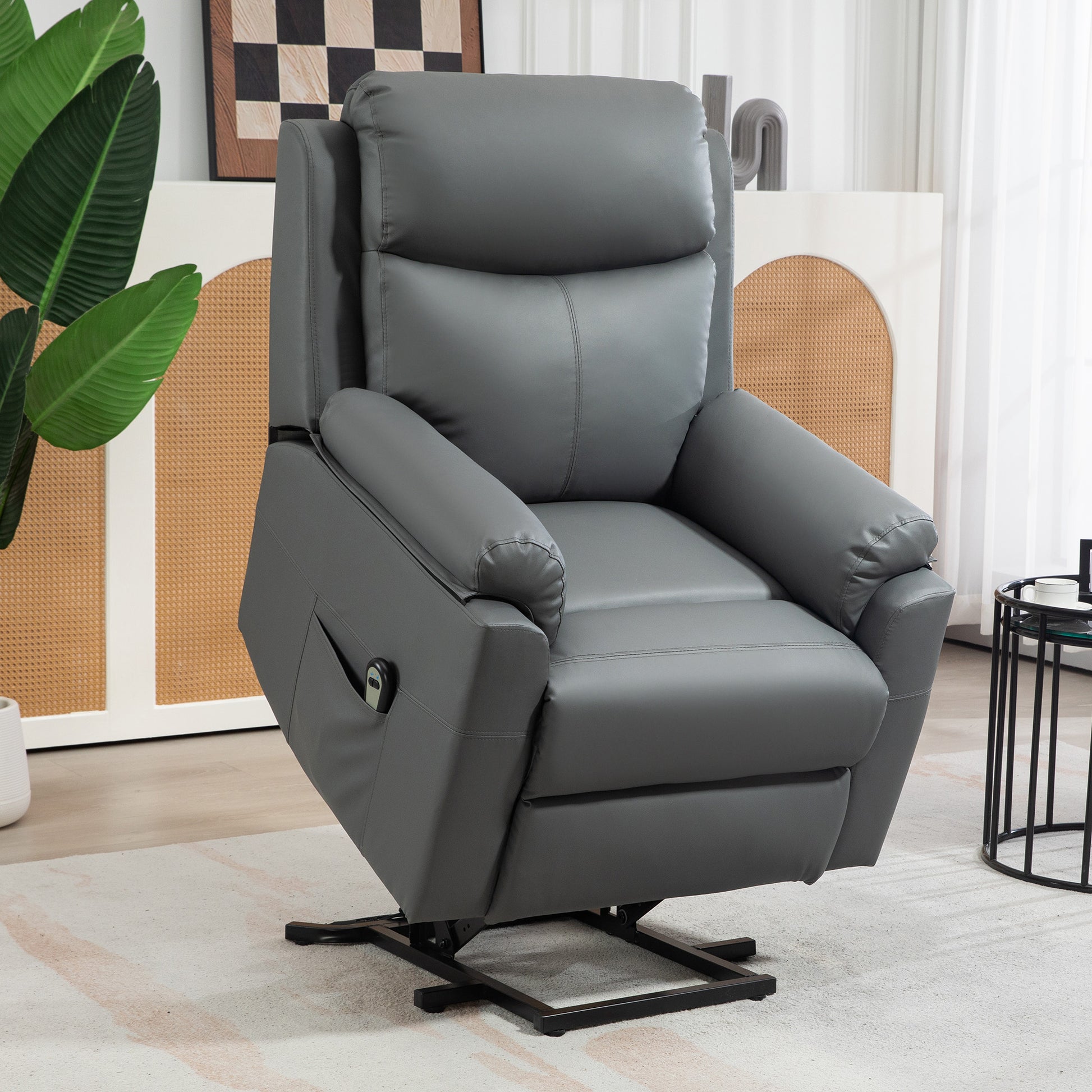 HOMCOM Riser Recliner Chairs Power Recliner Chair for the Elderly, Lift Chair with Remote Control, Side Pockets in Charcoal Grey-8