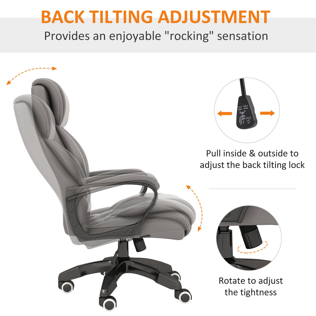 Executive Office Chair with 6-Point Massage, High Back Swivel Seat with Extra Padding, Ergonomic Tilt, Grey | Vinsetto-5