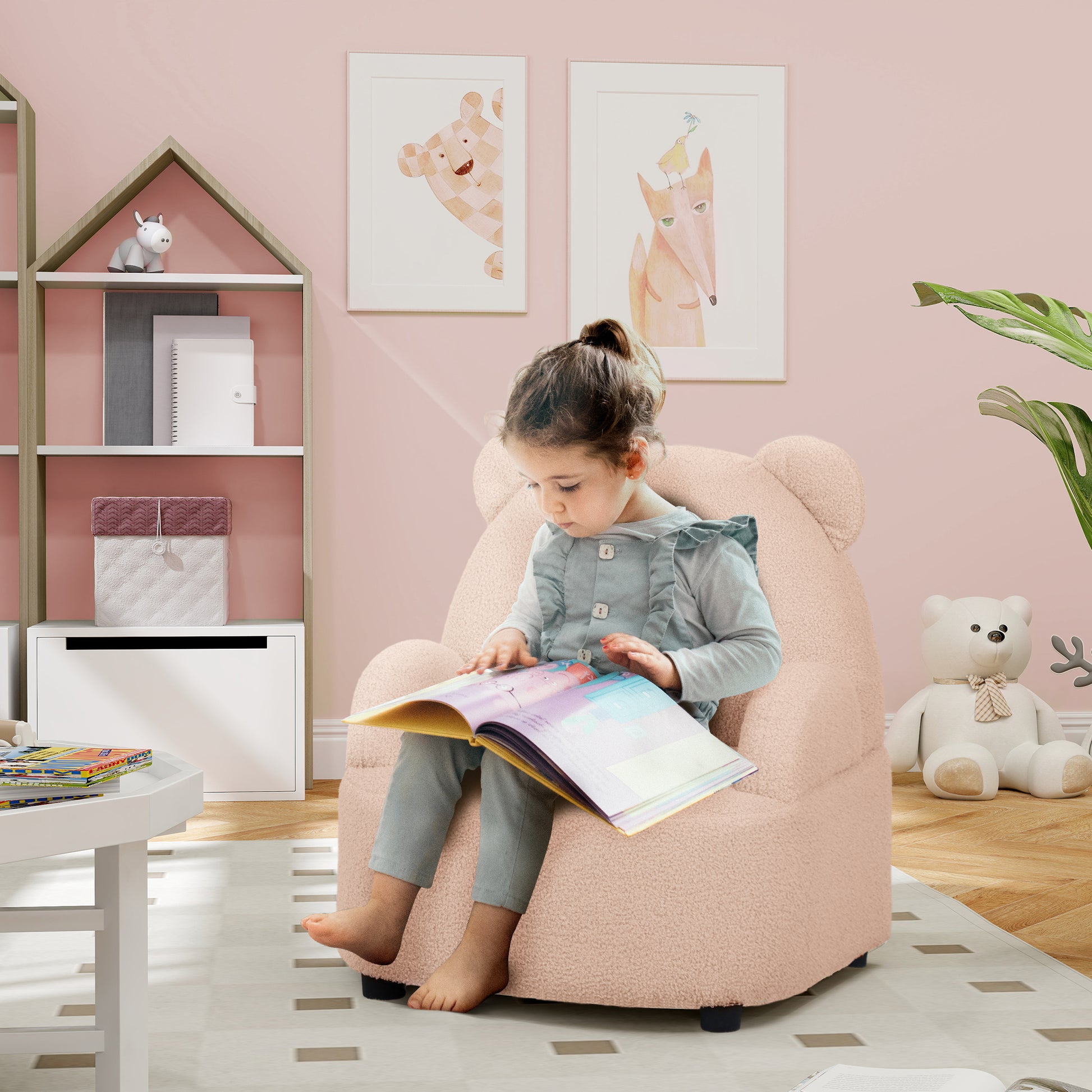 AIYAPLAY Bear Shaped Toddler Chair for Bedroom Playroom Living Room, Aged 18 Months to 3 Years in Pink-8