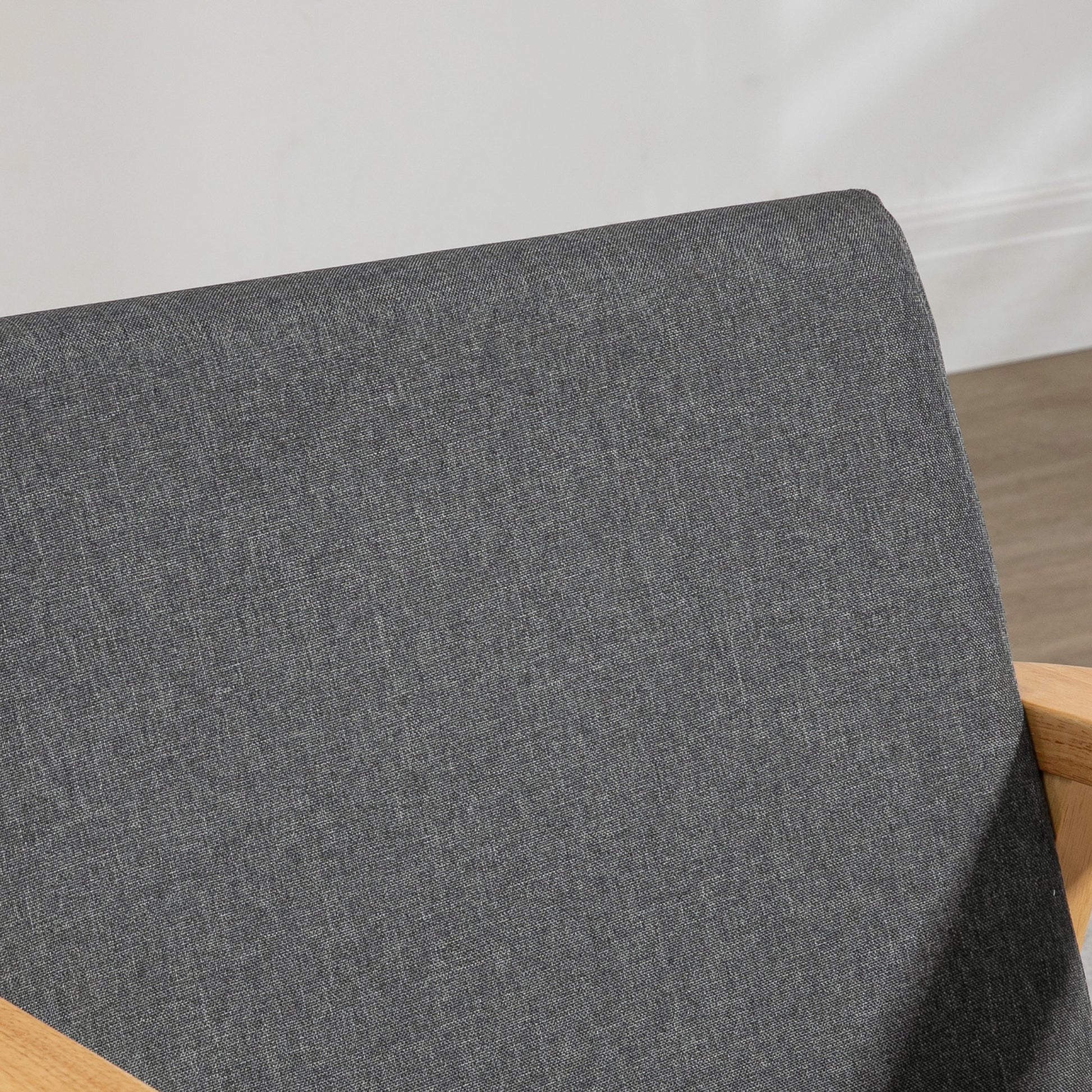 Fabric Accent Chair for Living Room, Armchair with Rubber Wood Frame and Padded Cushion in Dark Grey | HOMCOM-4