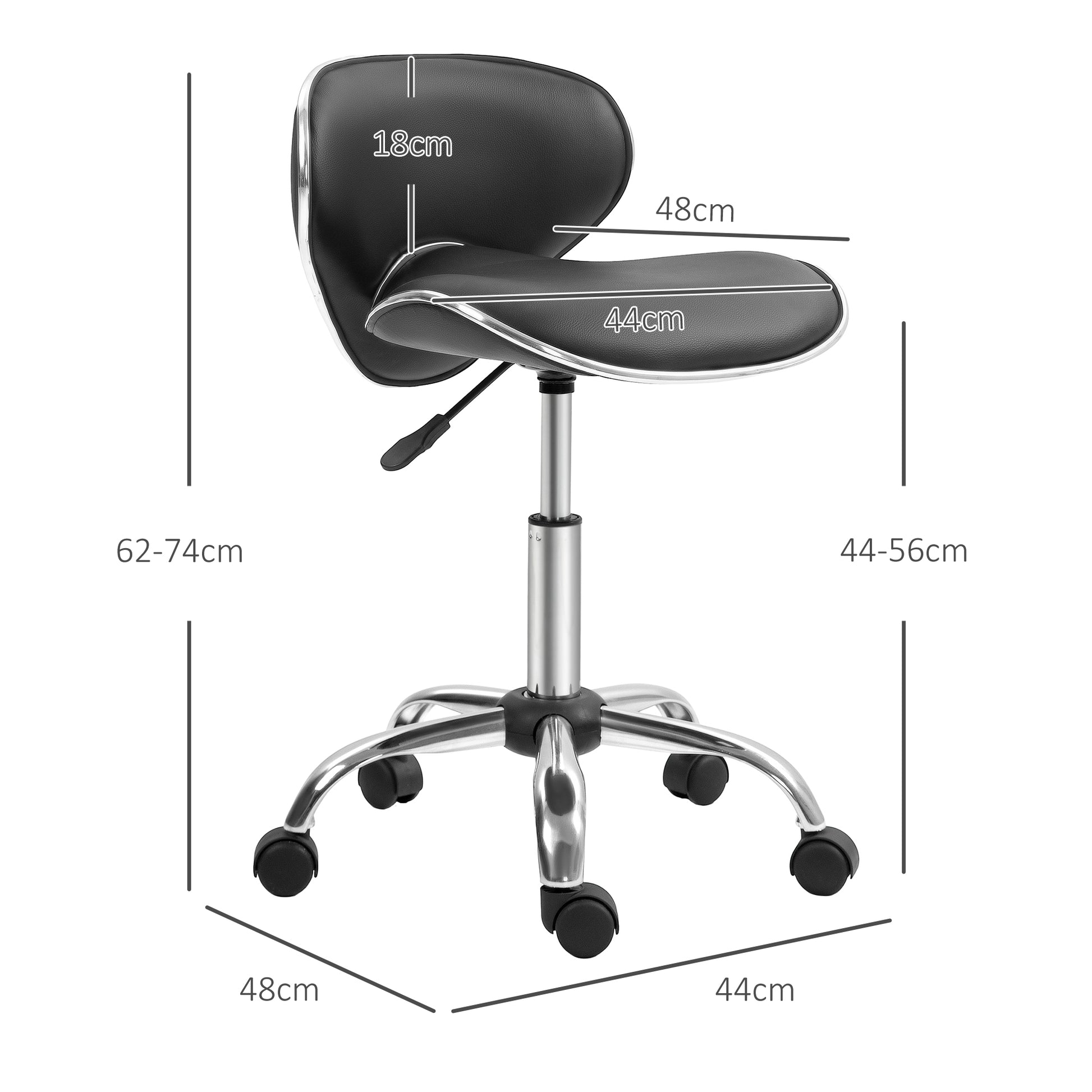 Black Beauty Salon Chair, Adjustable Rolling Swivel, Stool for Spa by HOMCOM-1