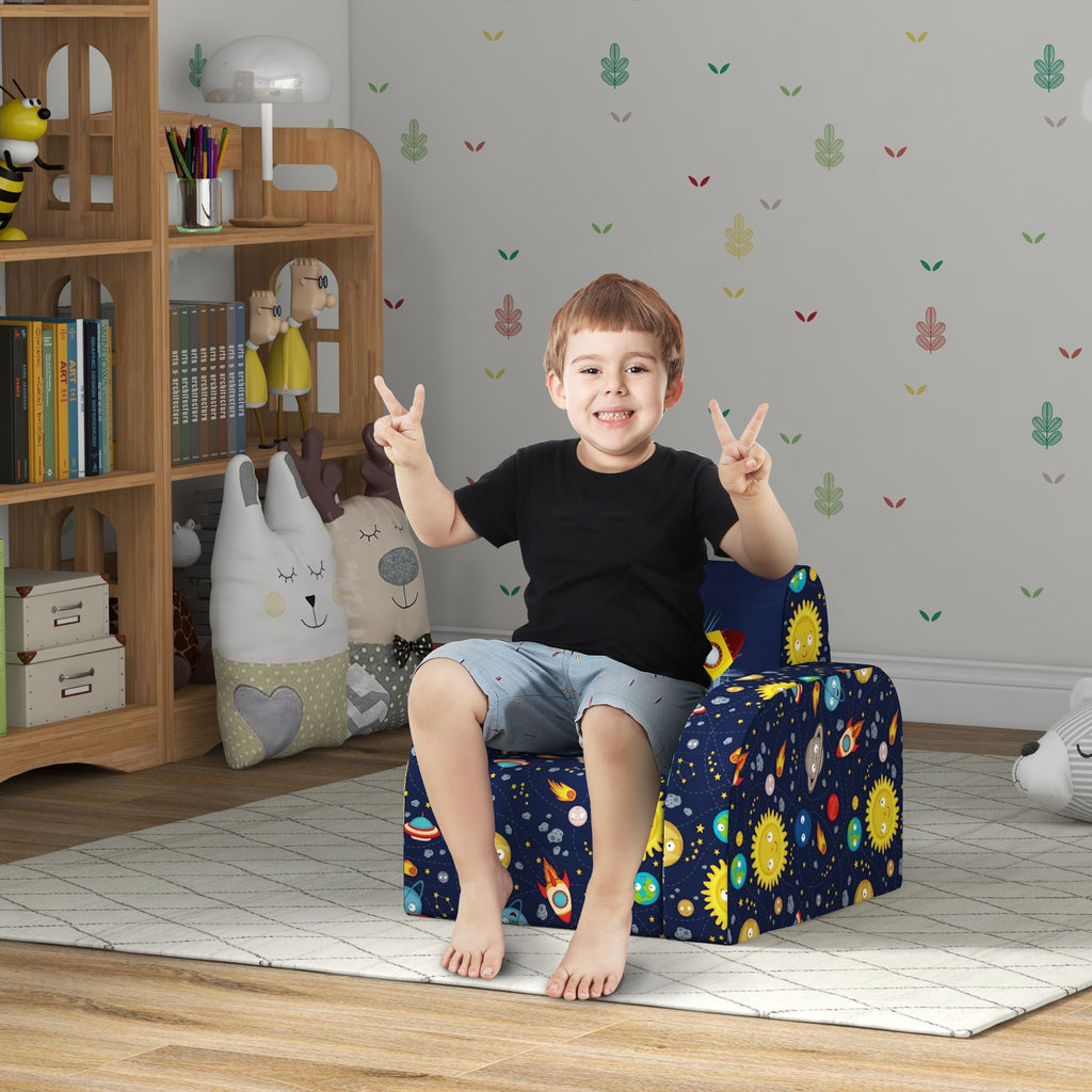 Foldable Toddler Chair Soft Snuggle Sponge Filled for Bedroom Playroom, Aged 18 Months to 3 Years in Dark Blue | AIYAPLAY-8